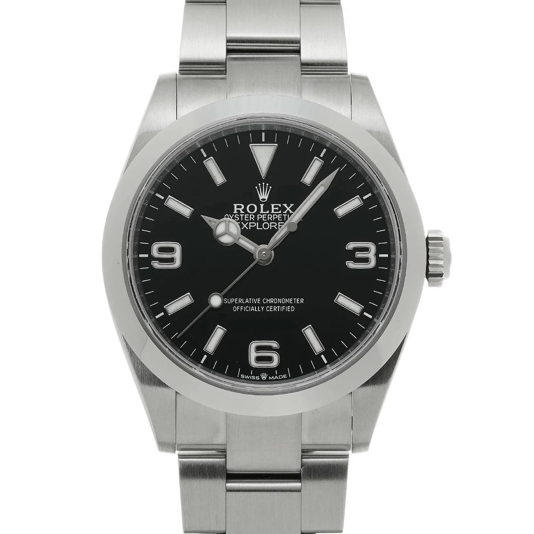 ROLEX EXPLORER BLACK WATCH: ROLEX Explorer Black Watch Brand: ROLEX Type: N/A Material: Band Material Stainless, Case Material Sapphire Crystal Color: Band Color Black Size: Band Size none, Case Size 40×40mm 