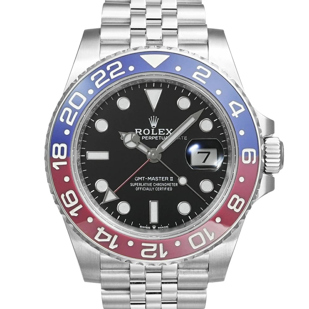 ROLEX GMT MASTERBLACK WATCH: ROLEX Gmt MasterBlack Watch Brand: ROLEX Type: N/A Material: Band Material Stainless Steel, Case Material N/A Color: Band Color Black Size: Band Size none, Case Size 40mm x 40mm Accessories: