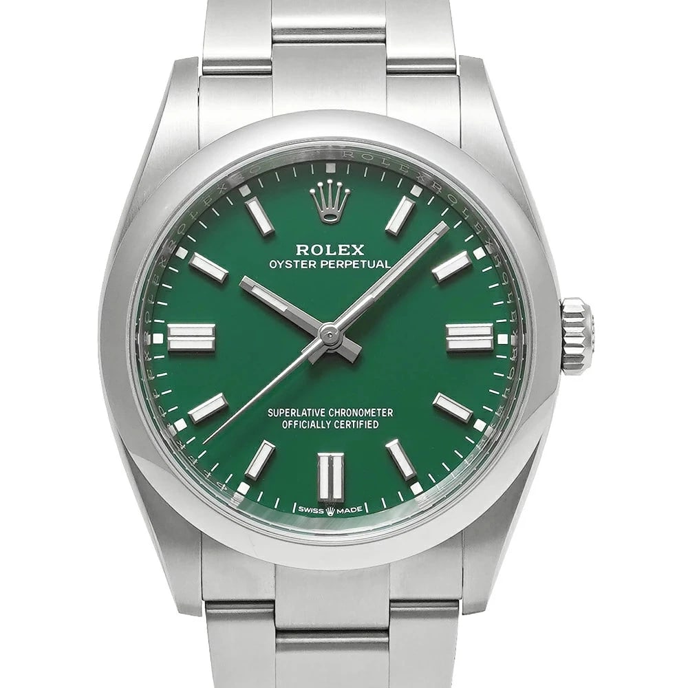 ROLEX OYSTER PERPETUAL GREEN WATCH (1 of 3)