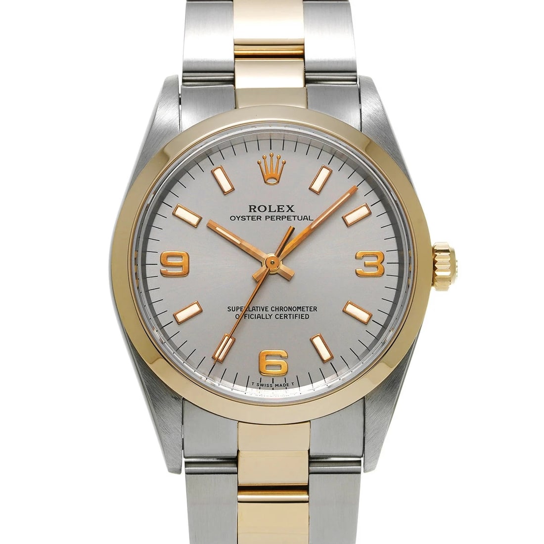 ROLEX OYSTER PERPETUAL GRAY WATCH: ROLEX Oyster Perpetual Gray Watch Brand: ROLEX Type: N/A Material: Band Material Stainless, Case Material Sapphire Crystal Color: Band Color Gray Size: Band Size 19cm, Case Size 34×34mm Accessor