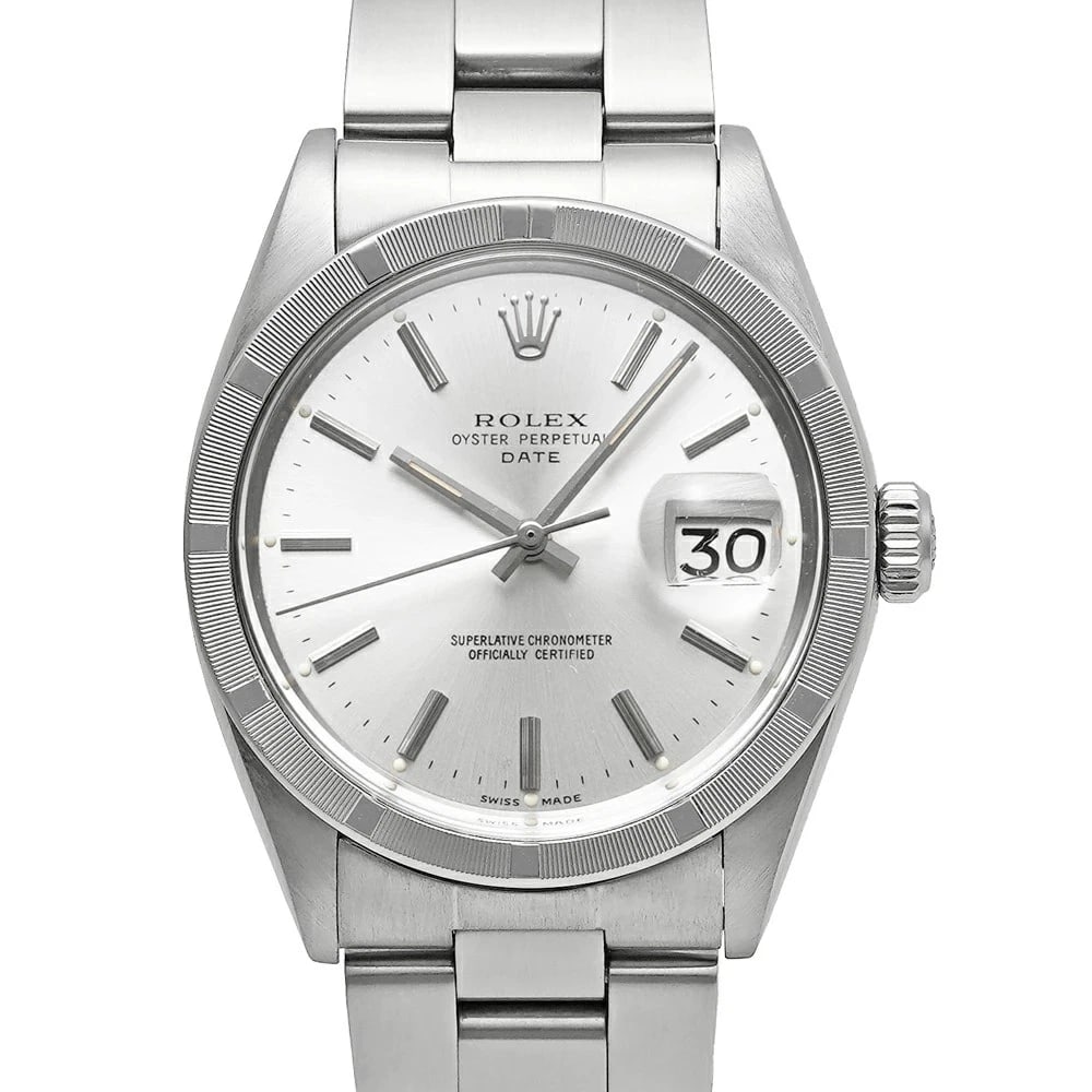 ROLEX OYSTER PERPETUAL SILVER WATCH: ROLEX Oyster Perpetual Silver Watch Brand: ROLEX Type: N/A Material: Band Material Stainless Steel, Case Material N/A Color: Band Color Silver Size: Band Size none, Case Size 34mm x 34mm Accessor