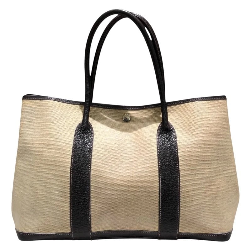 HERMES GARDEN PARTY STAMP BEIGE/MARRON TOILE/BUFFLE HANDBAG (1 of 12)