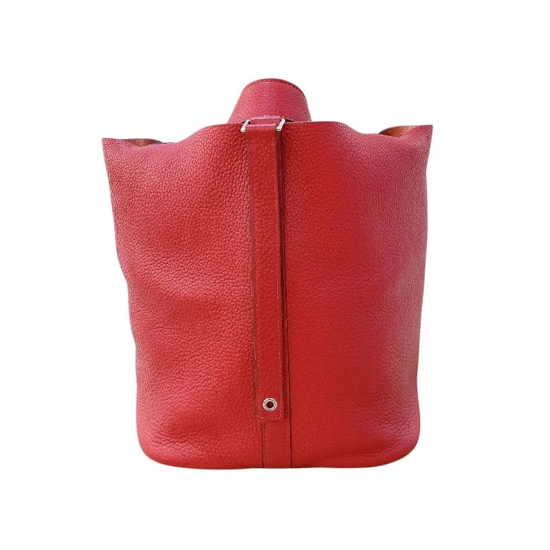 HERMES PICOTIN LOCK GM ROUGE CASAQUE SHW TAURILLON LEATHER HANDBAG: Hermes Picotin Lock GM Rouge Casaque SHW Taurillon Leather Handbag Brand: HERMES Type: Handbag Material: Taurillon Color: Rouge Kazak/SV Hardware Size: W: 26cm / H: 26cm / D: 21cm Accessories: No