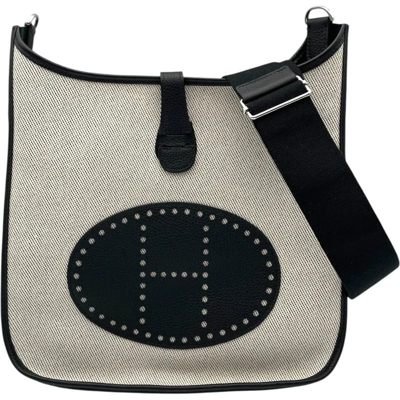HERMES EVELYNE3 GM B STAMP BLACK SHW TOILE SHOULDER BAG HANDBAG: Hermes Evelyne3 GM B Stamp Black SHW Toile Shoulder Bag Handbag Brand: HERMES Type: Handbag Material: Toile Color: Black SV Hardware Size: W: 33cm / H: 33cm / D: 8cm / Shoulder: up to 134cm Acces