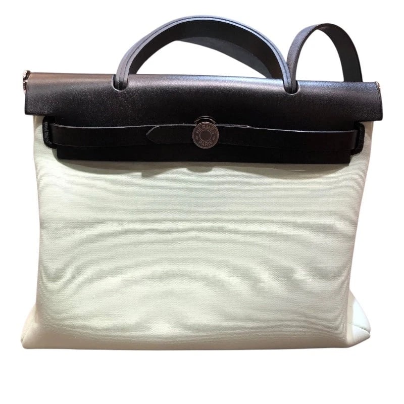 HERMES HERBAG ZIP STAMP VERT PAPER MINT/BLACK TOILE SHOULDER BAG HANDBAG (1 of 7)