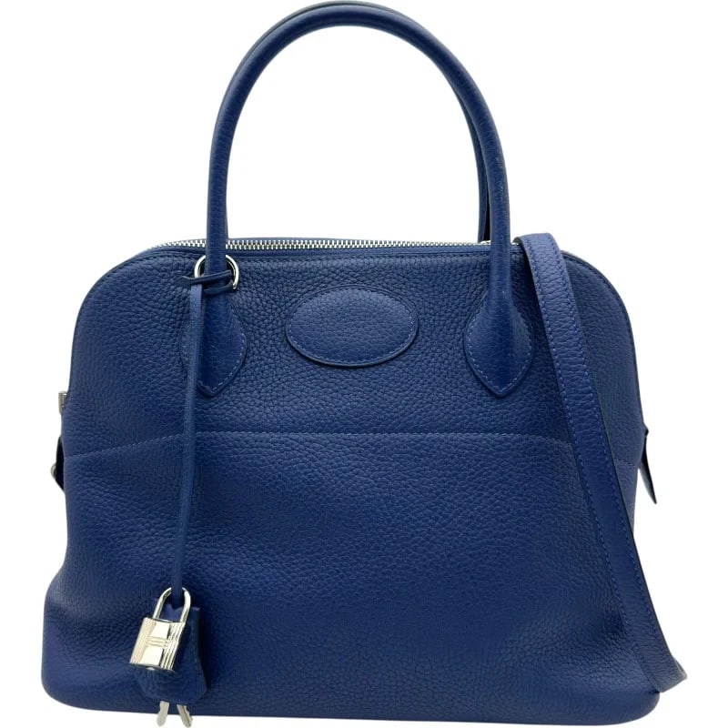 HERMES BOLIDE STAMP BLUE BRIGHTON SHW TAURILLON LEATHER HANDBAG (1 of 10)