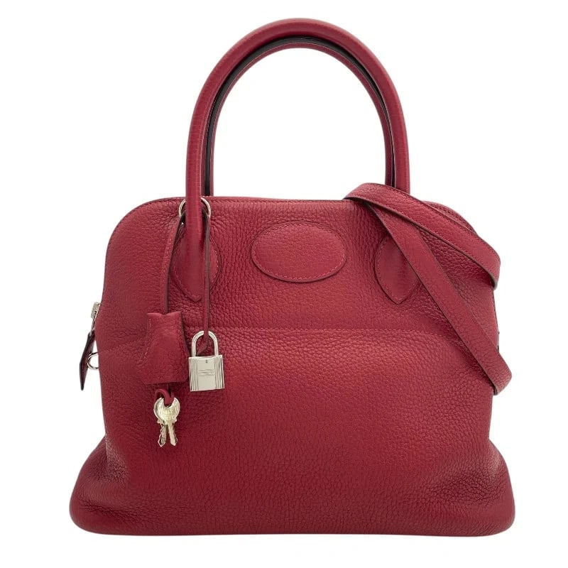 HERMES BOLIDE 31 D STAMP ROUGE GRENADE HANDBAG (1 of 9)