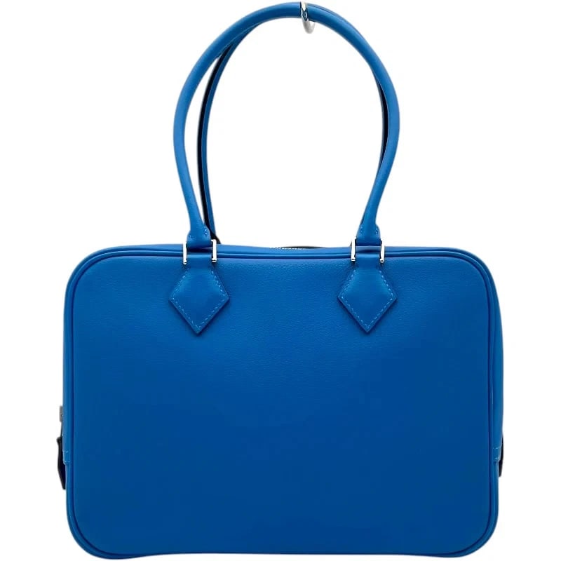 HERMES PLUME 28 X STAMP BLUE HYDRA HANDBAG: HERMES Plume 28 X Stamp Blue Hydra Handbag Brand: HERMES Type: Handbag Material: Evercolor Color: Blue Hydra SV Hardware Size: W: 28cm / H: 20cm / D: 10cm Accessories: None Accessories Not