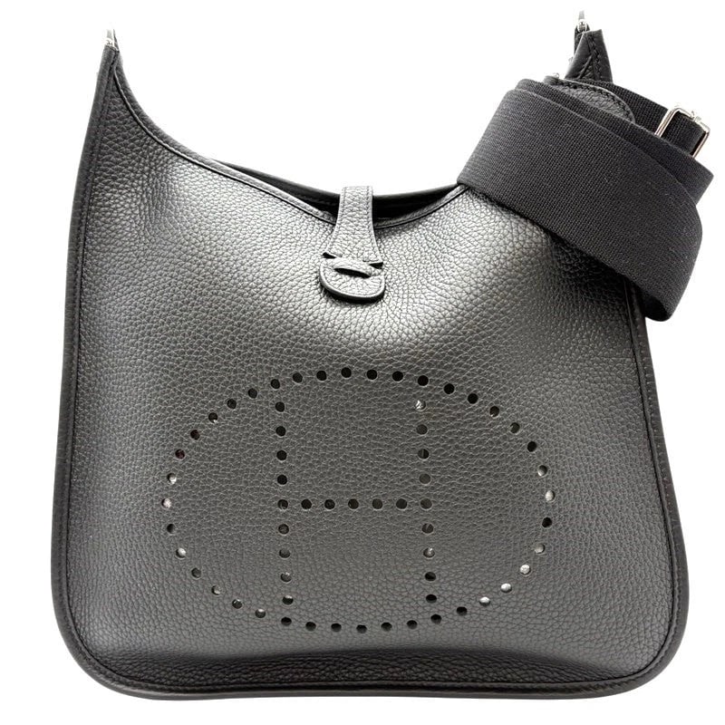 HERMES EVELYNE3 STAMP BLACK CLEMENCE LEATHER SHOULDER BAG HANDBAG: Hermes Evelyne3 Stamp Black Clemence Leather Shoulder Bag Handbag Brand: HERMES Type: Handbag Material: Taurillon Color: Black/SV Hardware Size: W: 29cm / H: 30cm / D: 4.5cm / Shoulder: 93-131cm