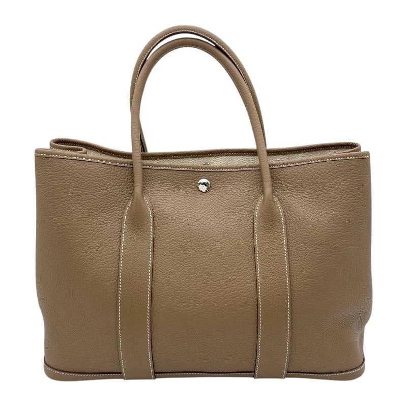 HERMES GARDEN PARTY STAMP ETOUPE SHW NEGONDA LEATHER TOTE HANDBAG: HERMES Garden Party Stamp Etoupe SHW Negonda Leather Tote Handbag Brand: HERMES Type: Handbag Material: Negonda Color: Etoupe SV Hardware Size: W: 36.5cm / H: 26cm / D: 18cm Accessories: None