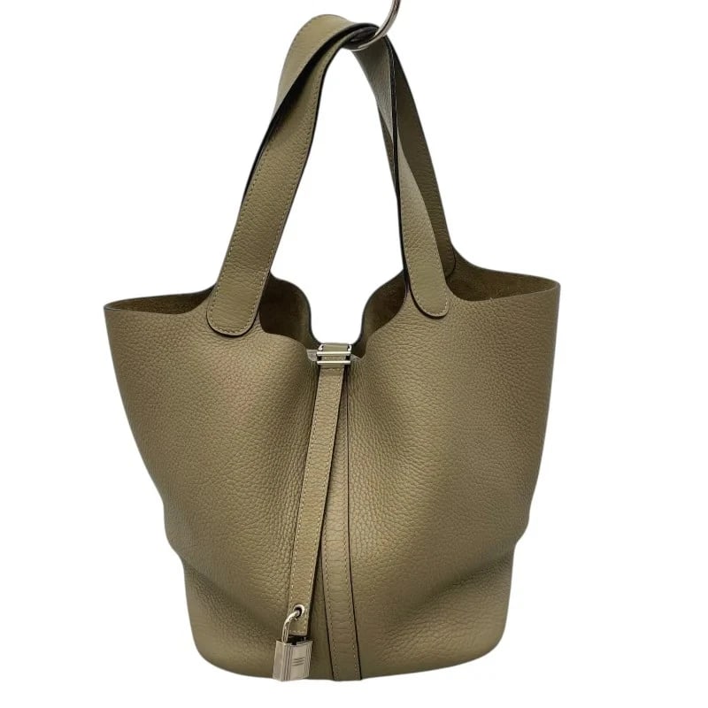 HERMES PICOTIN LOCK MM X STAMP SAGE/SHW CLEMENCE LEATHER HANDBAG (1 of 7)