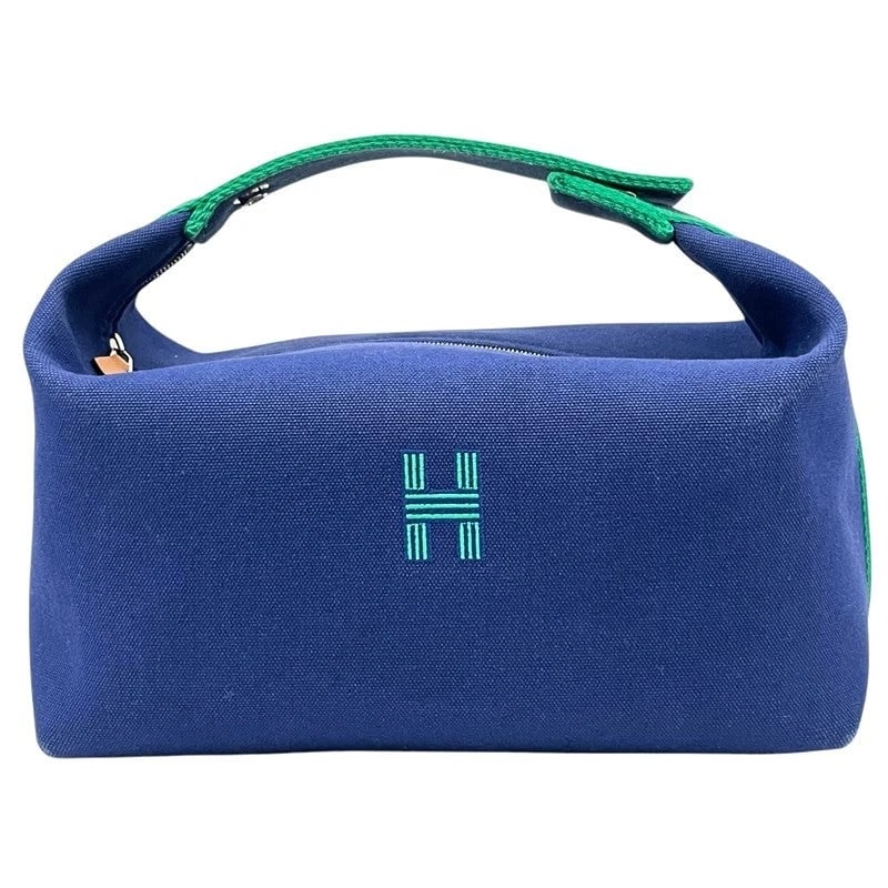 HERMES BRIDE A BRAC GM NAVY & GREEN SHW TOILE HANDBAG (1 of 10)
