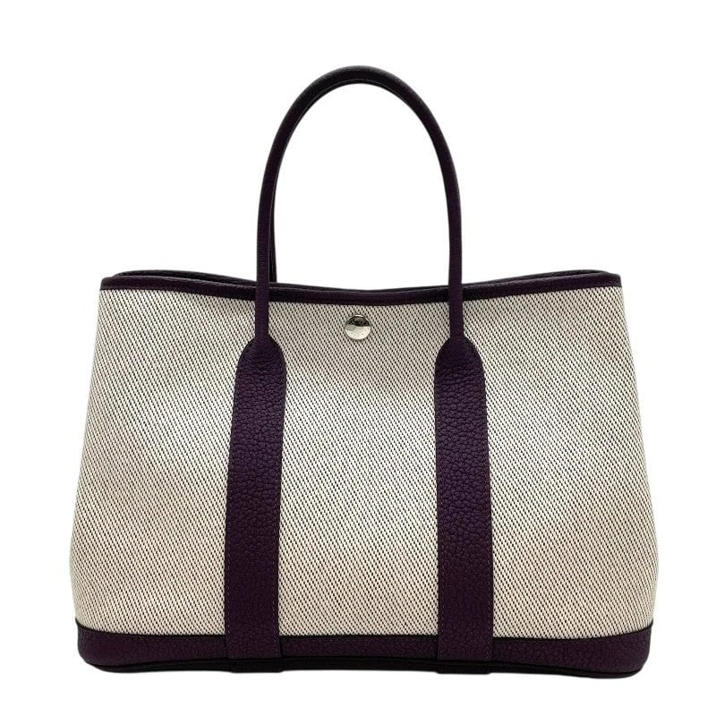 HERMES GARDEN PARTY STAMP ECRU RAISIN X SHW TOILE NEGONDA HANDBAG (1 of 8)
