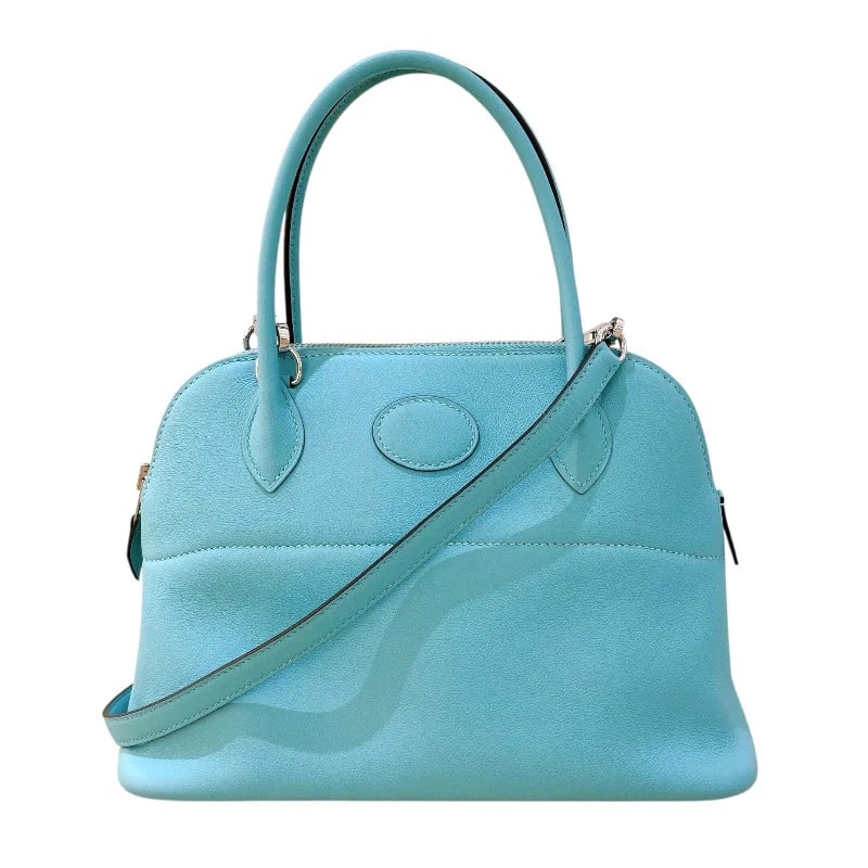 HERMES BOLIDE 27 X STAMP BLUE ATOLL/SHW HANDBAG (1 of 9)