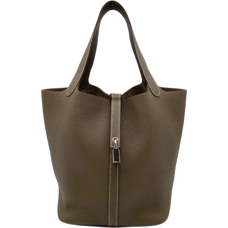 HERMES PICOTIN LOCK ETOUPE SHW IN CLEMENCE LEATHER HANDBAG (1 of 7)