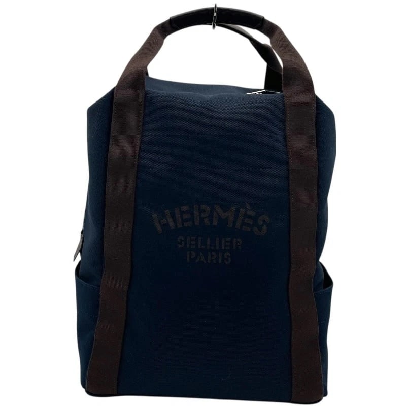HERMES SAC DE PANSAGE GROOM BACKPACK NAVY HANDBAG: HERMES Sac de Pansage Groom Backpack Navy Handbag Brand: HERMES Type: Handbag Material: Toile Color: Navy SV Hardware Size: W: 30cm / H: 40cm / D: 20cm Accessories: None Accessories Notice