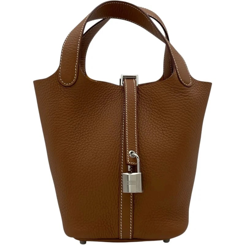 HERMES PICOTIN LOCK STAMP GOLD SHW CLEMENCE LEATHER HANDBAG (1 of 6)