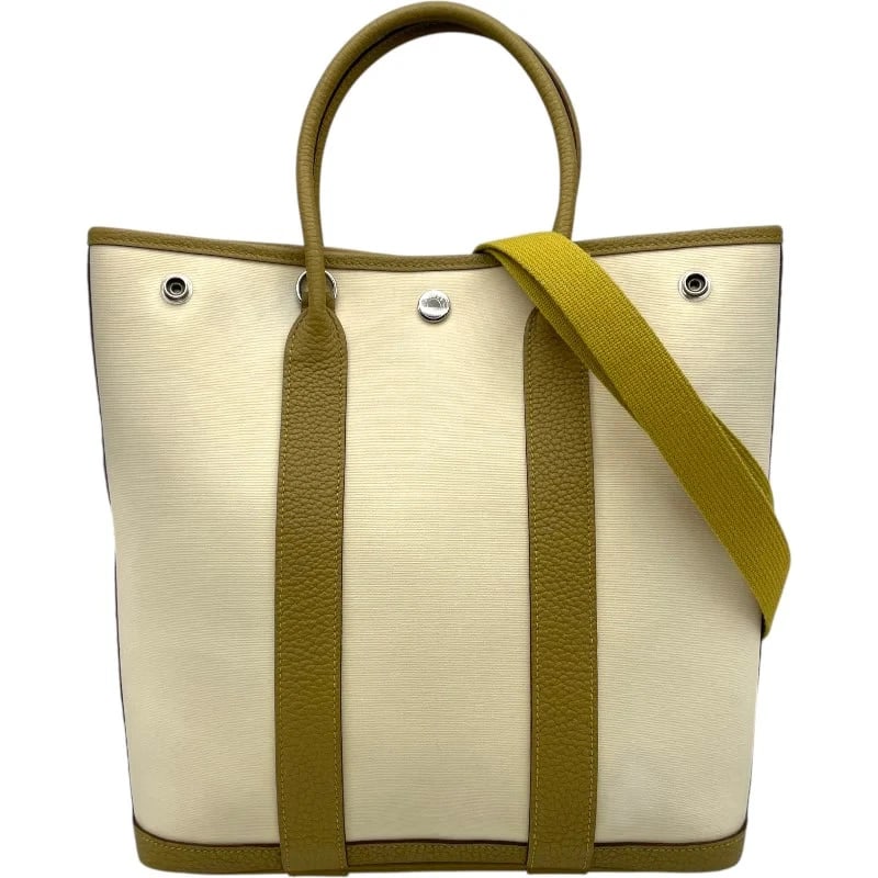HERMES GARDEN STAMP CARDAMOM/IVORY SHW TOILE MILITAIRE NEGONDA HANDBAG: HERMES Garden Stamp Cardamom/Ivory SHW Toile Militaire Negonda Handbag Brand: HERMES Type: Handbag Material: Toile Militaire Negonda Color: Cardamom/Ivory SV Hardware Size: W: 31cm / H: 29cm / D: