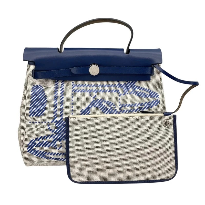 HERMES HERBAG ZIP PM RETOURNE Z STAMP BLUE HANDBAG (1 of 8)