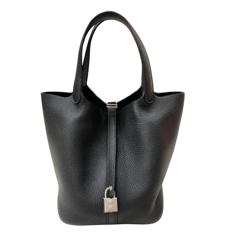 HERMES PICOTIN LOCK MM W STAMP BLACK HANDBAG (1 of 8)