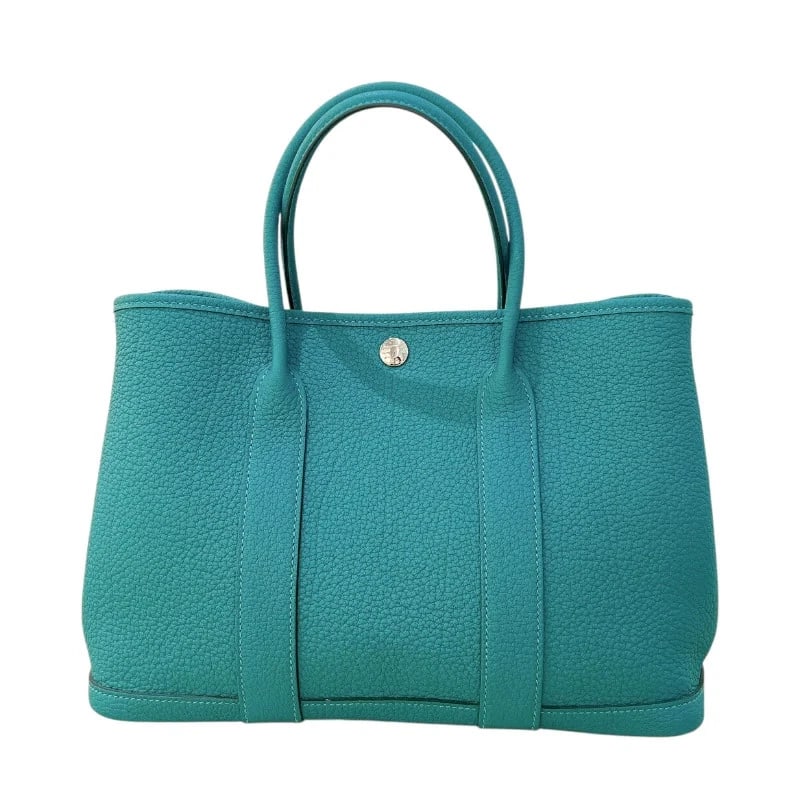HERMES GARDEN PARTY TPM D STAMP HANDBAG: HERMES Garden Party TPM D Stamp Handbag Brand: HERMES Type: Handbag Material: Negonda Color: Malachite/SV Hardware Size: W: 32cm / H: 20cm / D: 14cm Accessories: None Accessories Notice: W