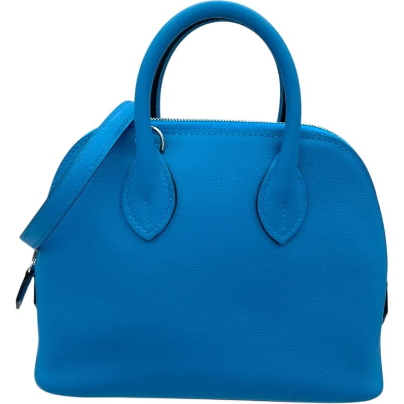 HERMES BOLIDE MINI W STAMP BLUE ZANZIBAR HANDBAG (1 of 8)