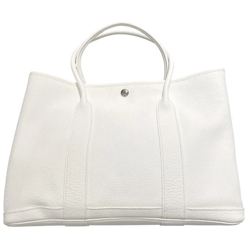 HERMES GARDEN PARTY PM ?O STAMP WHITE SHW HANDBAG (1 of 7)
