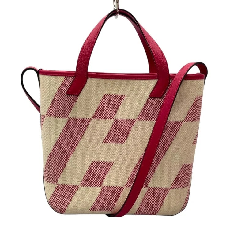HERMES AMBIE PM Z STAMP (2021) IVORY/PINK/SHW TOILE HANDBAG: HERMES Ambie PM Z Stamp (2021) Ivory/Pink/SHW Toile Handbag Brand: HERMES Type: Handbag Material: Toile Swift Color: Ivory/Pink // SV Hardware Size: W: 29cm / H: 24cm / D: 8.5cm / Shoulder: 70cm