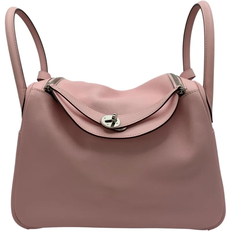 HERMES LINDY 30 X STAMP ROSE SAKURA SHW HANDBAG: HERMES Lindy 30 X Stamp Rose Sakura SHW Handbag Brand: HERMES Type: Handbag Material: Swift Color: Rose Sakura/SV Hardware Size: W: 29.5cm / H: 19cm / D: 15cm Accessories: None Accessories