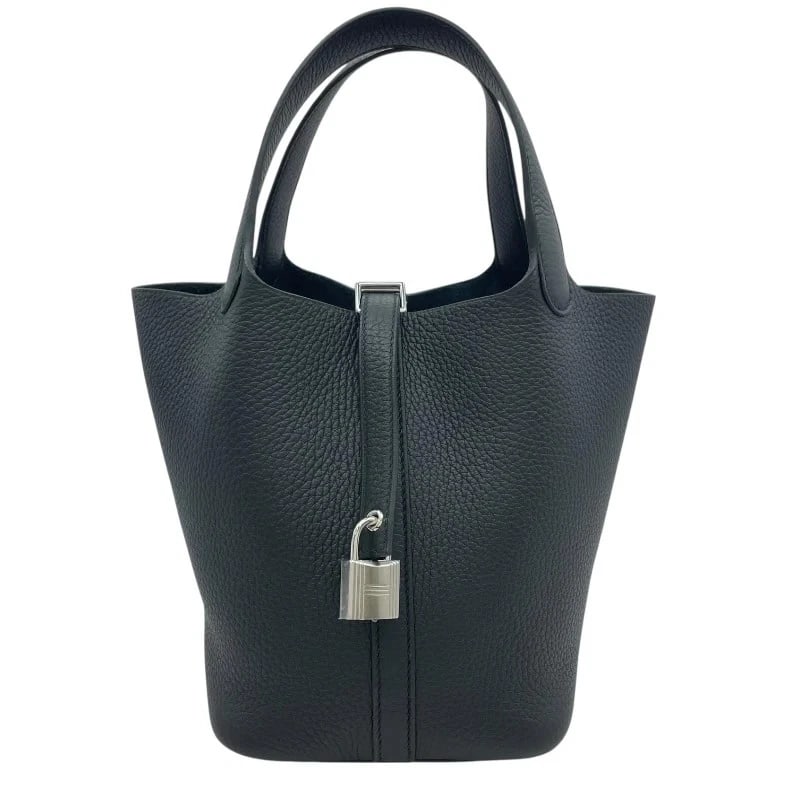 HERMES PICOTIN LOCK PM K STAMP BLACK SHW TAURILLON LEATHER HANDBAG (1 of 5)