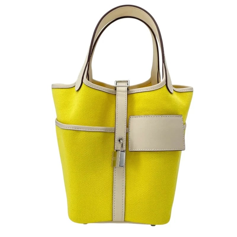 HERMES PICOTIN LOCK PM CARGO U STAMP JAUNE CITRON HANDBAG (1 of 8)