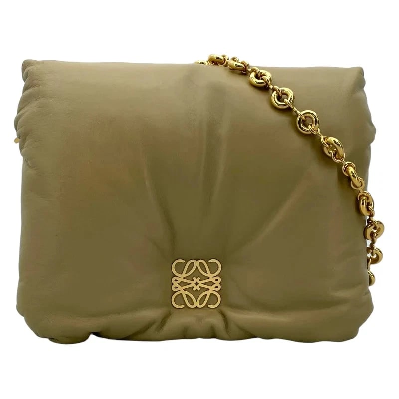 LOEWE PUFFER GOYA BAG KHAKI SHINY NAPA LAMBSKIN HANDBAG (1 of 10)