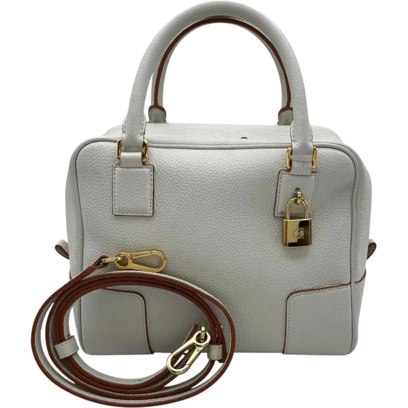 LOEWE AMAZONA 19 WHITE HANDBAG: LOEWE Amazona 19 White Handbag Brand: LOEWE Type: Handbag Material: Leather Color: white Size: W: 20cm / H: 17cm / D: 10cm / Shoulder: 85-112cm Accessories: None Accessories Notice: When