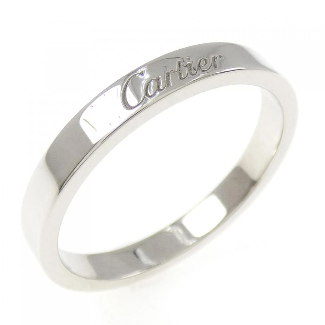 CARTIER ENGRAVED DE RING: Cartier Engraved de Ring Brand: Cartier Type: Ring Material: Platinum 950, Color: White Size: 9.5 (US size) Accessories: None Accessories Notice: When purchasing pre-owned goods, please refer