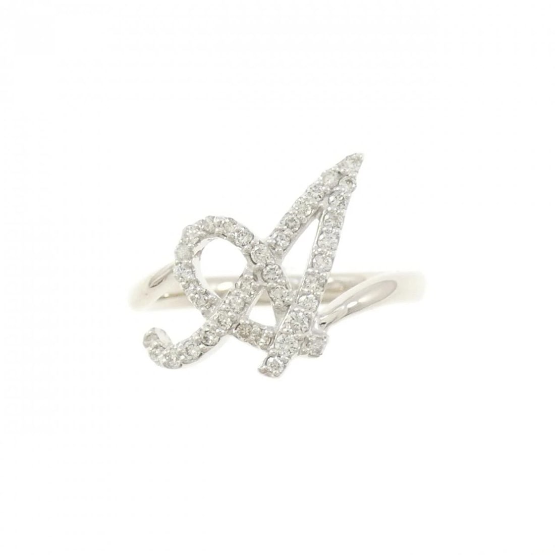 K18WG INITIAL A DIAMOND RING - 2