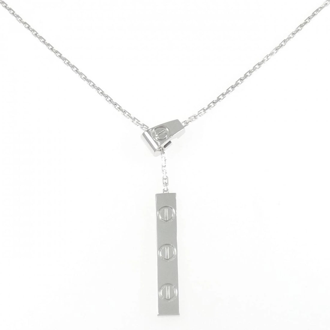 CARTIER LOVE Y SHAPE NECKLACE: Cartier Love Y Shape Necklace Brand: Cartier Type: Necklace Material: 750 White Gold, Color: White Gold Size: -47cm, ActualSize Pendant top H x W: 30.5mmx4.9mm Chain Max. W: 1.4mm Accessories: