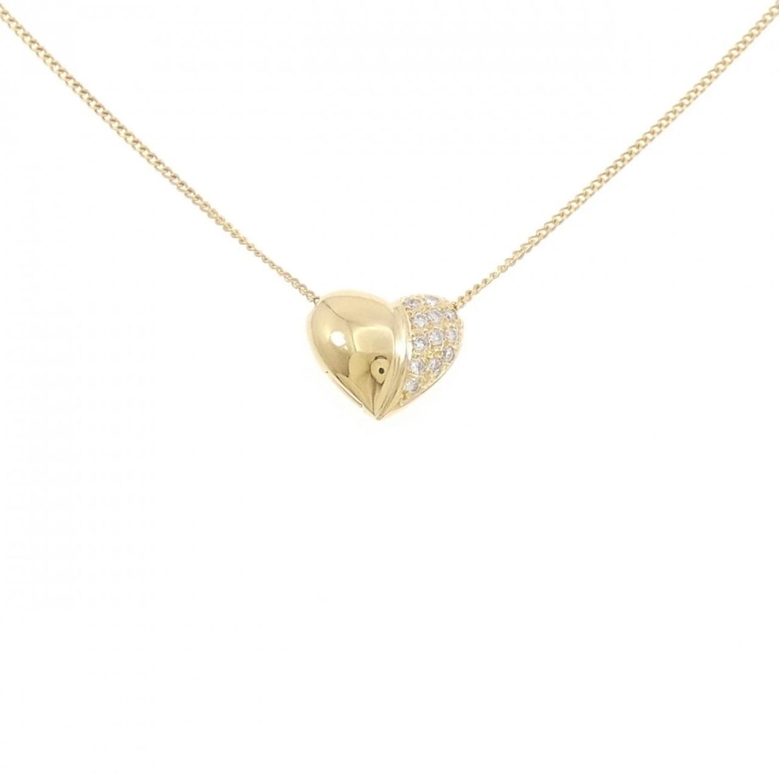K18YG HEART DIAMOND NECKLACE: K18YG Heart Diamond Necklace Brand: Unbranded Type: Necklace Material: K18 Yellow Gold, Main Stone/Creation Natural Color: YG Size: 41cmActualSize Pendant top H x W: 11.3mmx13.2mm Chain Max.