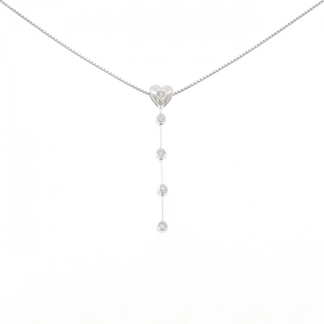 K18WG HEART DIAMOND NECKLACE: K18WG Heart Diamond Necklace Brand: Unbranded Type: Necklace Material: K18 White Gold, Main Stone/Creation Natural Color: WG Size: 46cmActualSize Pendant top H x W: 38.6mmx6.0mm Chain Max. W: