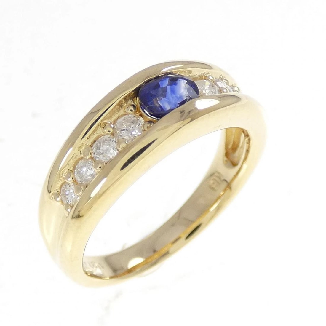 K18YG SAPPHIRE RING: K18YG Sapphire Ring Brand: Unbranded Type: Ring Material: K18 Yellow Gold, Main Stone/Creation Sapphire Color: YG Size: 5.5 US Accessories: None Accessories Notice: When purchasing pre-own