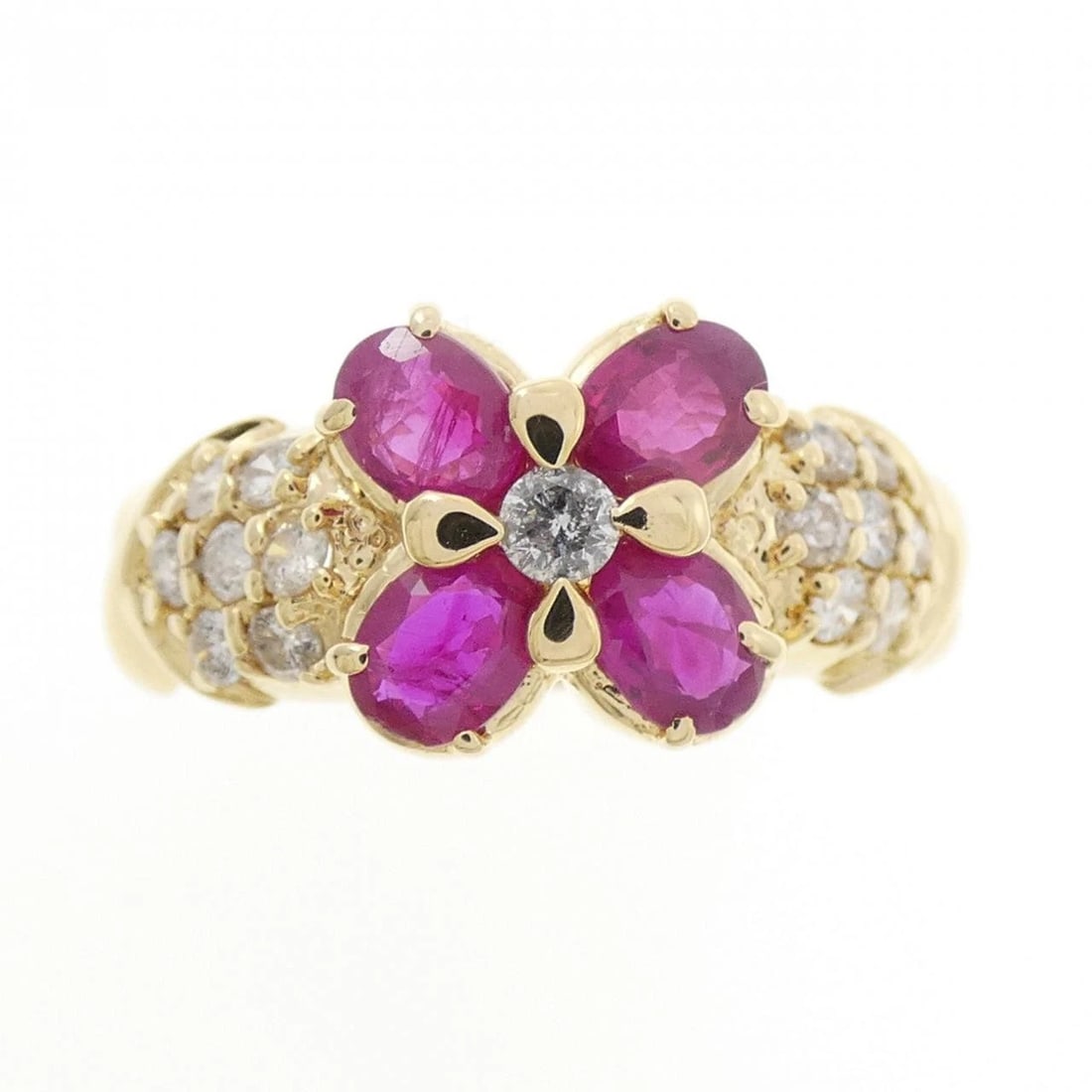 K18YG FLOWER RUBY RING - 2