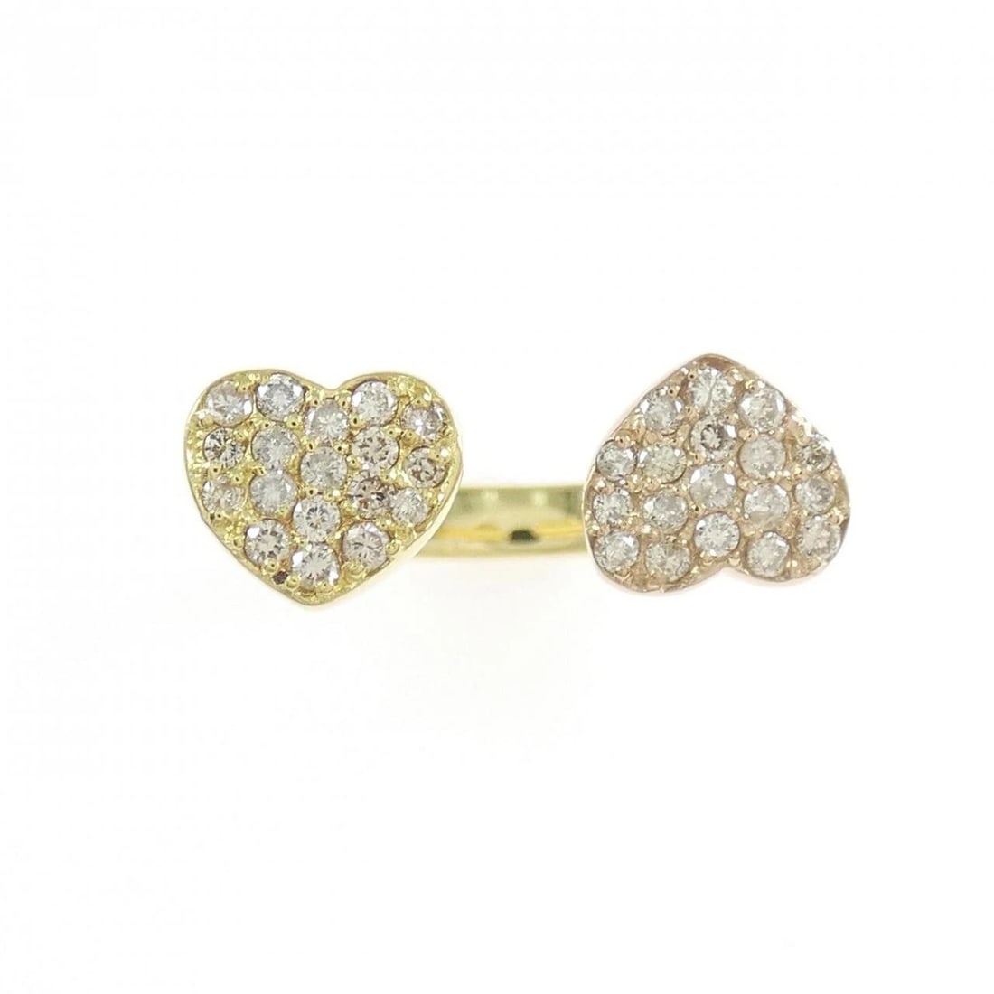 K18YG K18PG HEART DIAMOND RING: K18YG K18PG Heart Diamond Ring Brand: Unbranded Type: Ring Material: K18 Yellow Gold K18 Pink Gold, Main Stone/Creation Natural Color: Yellow Gold Size: 5.5 US Accessories: None Accessories