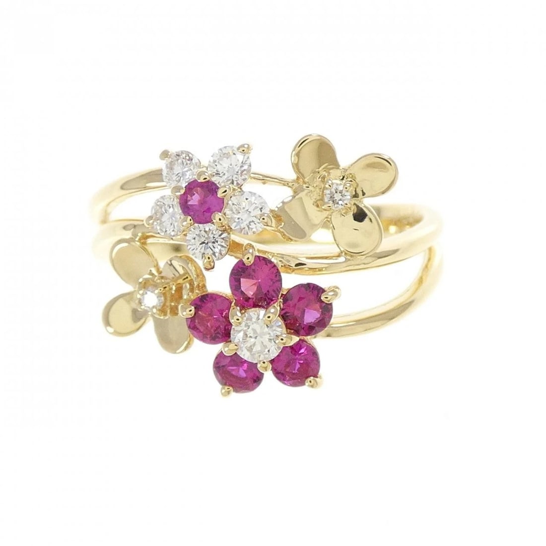 K18YG FLOWER RUBY RING - 2