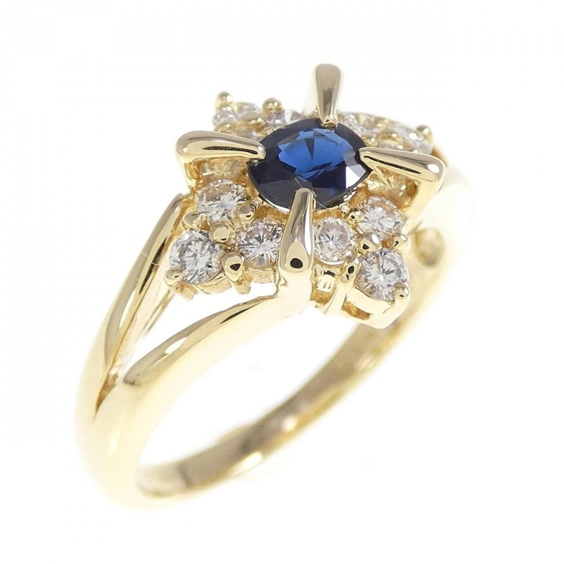 750YG SAPPHIRE RING: 750YG Sapphire Ring Brand: Unbranded Type: Ring Material: 750 Yellow Gold, Main Stone/Creation Sapphire Color: YG Size: 6.5 US Accessories: None Accessories Notice: When purchasing pre-owned