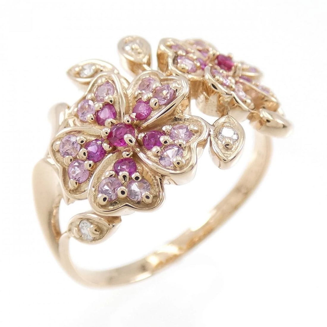 K18PG FLOWER COLOR STONE RING: K18PG Flower Color Stone Ring Brand: Unbranded Type: Ring Material: K18 Pink Gold, Main Stone/Creation Ruby Color: Pink Gold Size: 6.5 ( US size) Accessories: None Accessories Notice: When