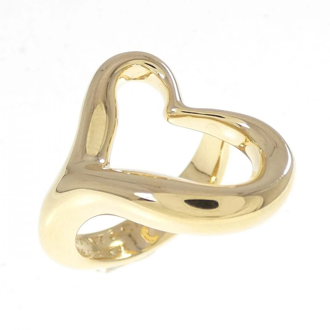 TIFFANY & CO. OPEN HEART RING: Tiffany & Co. Open Heart Ring Brand: Tiffany Type: Ring Material: 750 Yellow Gold, Color: yellow gold Size: 4-4.5 (US size) Accessories: None Accessories Notice: When purchasing pre-owned