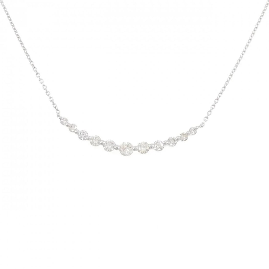 K18WG DIAMOND NECKLACE: K18WG Diamond Necklace Brand: Unbranded Type: Necklace Material: K18 White Gold, Main Stone/Creation Natural Color: White Gold Size: 44cm ActualSizePendant top H x W: 3.0mmx29.3mm Chain Max.