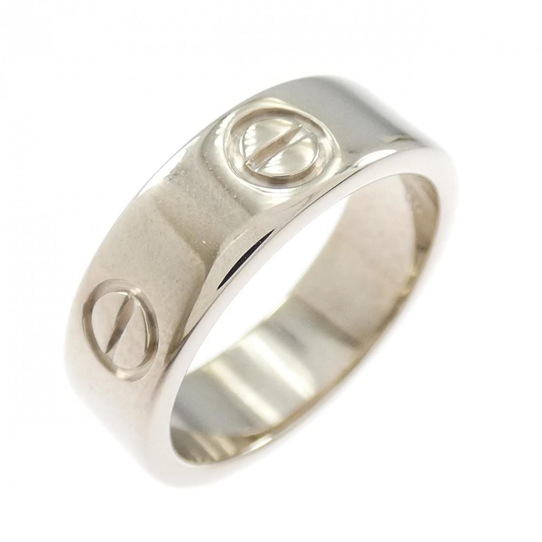 CARTIER LOVE RING: Cartier Love Ring Brand: Cartier Type: Ring Material: 750 White Gold, Color: White Gold Size: 4.5-5 US Accessories: None Accessories Notice: When purchasing pre-owned goods, please refer to