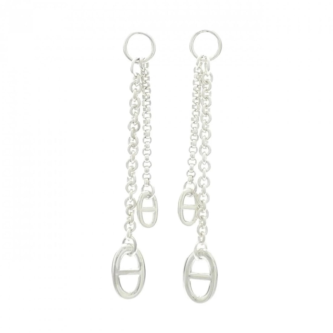 HERMES NEW FARANDOLE SMALL EARRINGS: HERMES New Farandole Small Earrings Brand: HERMES Type: Earrings Material: 925 Silver, Color: Silver Size: ActualSize HxW: 66.0mmx12.2mm Accessories: None Accessories Notice: When purchasing