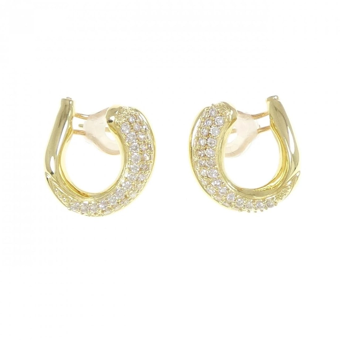 K18YG DIAMOND EARRINGS: K18YG Diamond Earrings Brand: Unbranded Type: Earrings Material: K18 Yellow Gold, Main Stone/Creation Natural Color: Yellow Gold Size: ActualSize HxW: 17.5mmx17.5mm Accessories: None
