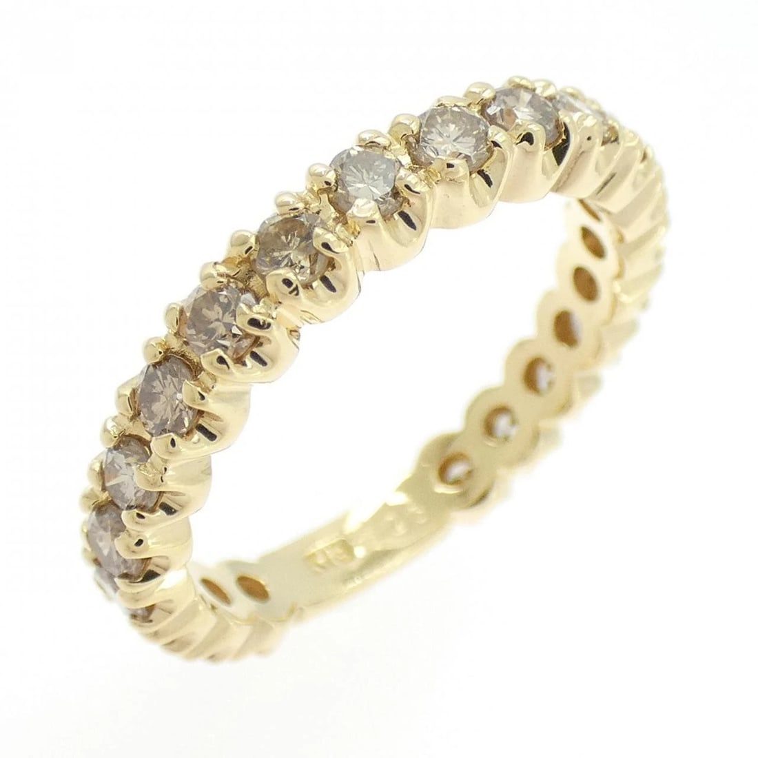 K18YG HALF ETERNITY DIAMOND RING: K18YG Half Eternity Diamond Ring Brand: Unbranded Type: Ring Material: K18 Yellow Gold, Main Stone/Creation natural Color: Yellow Gold Size: 6 US Accessories: None Accessories Notice: When